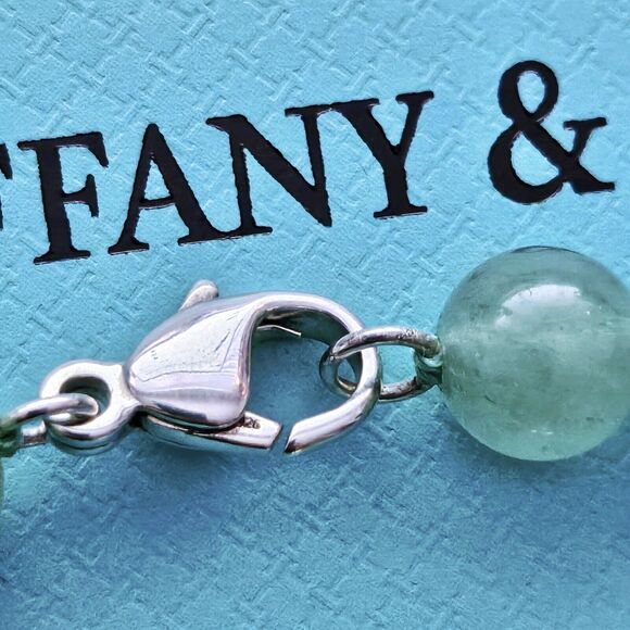 RARE Vintage Tiffany & Co. Aventurine Heart Door Knocker Silver Bracelet X-Small - Picture 4 of 6